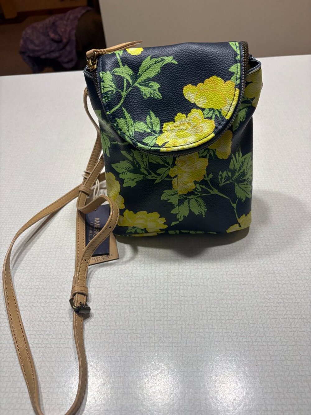 NWT American Leather Crossbody in Midnight Botanical